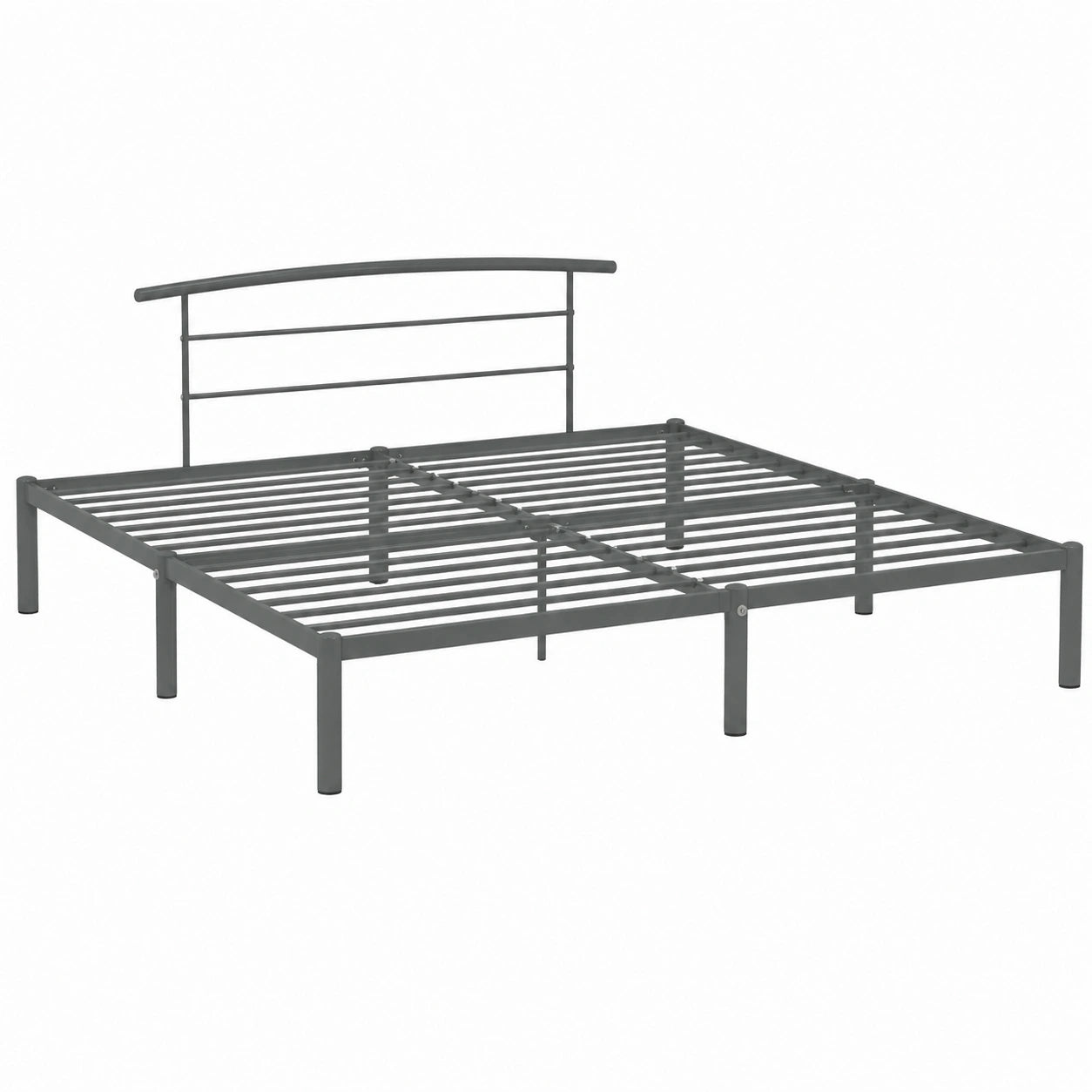 Metallbett 180x200 cm Grau mit Lattenrost Doppelbett