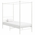 Metall-Himmelbett 100x200 cm in Weiß mit Lattenrost
