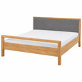 Lomadox Doppelbett 200x200 cm mit Polsterkopf- und Fußteil, Eiche Massivholz