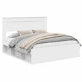 Massives Kiefernholzbett 200x200 cm mit Kopfteil – Minimalistisches Doppelbett in Weiß, inkl. stabilem Lattenrost, belastbar bis 200 kg