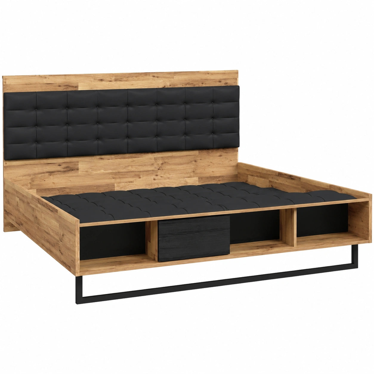 Doppelbett JAKOBINA JKBL1165 aus Stabeiche und Schwarzeiche, 160 x 200 cm
