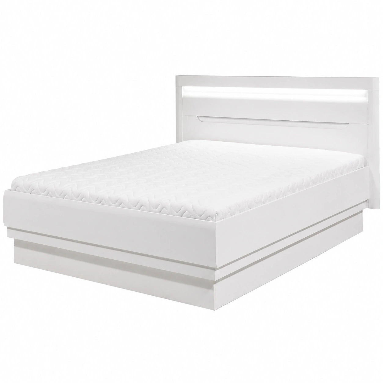 Modernes Doppelbett Irma mit LED-Beleuchtung, 140x200 cm, ohne Lattenrost und Bettkasten