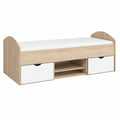 Modernes Jugendbett, 90x200 cm, Holz, Weiß-Grau Matt, 210x94,6x76,8 cm
