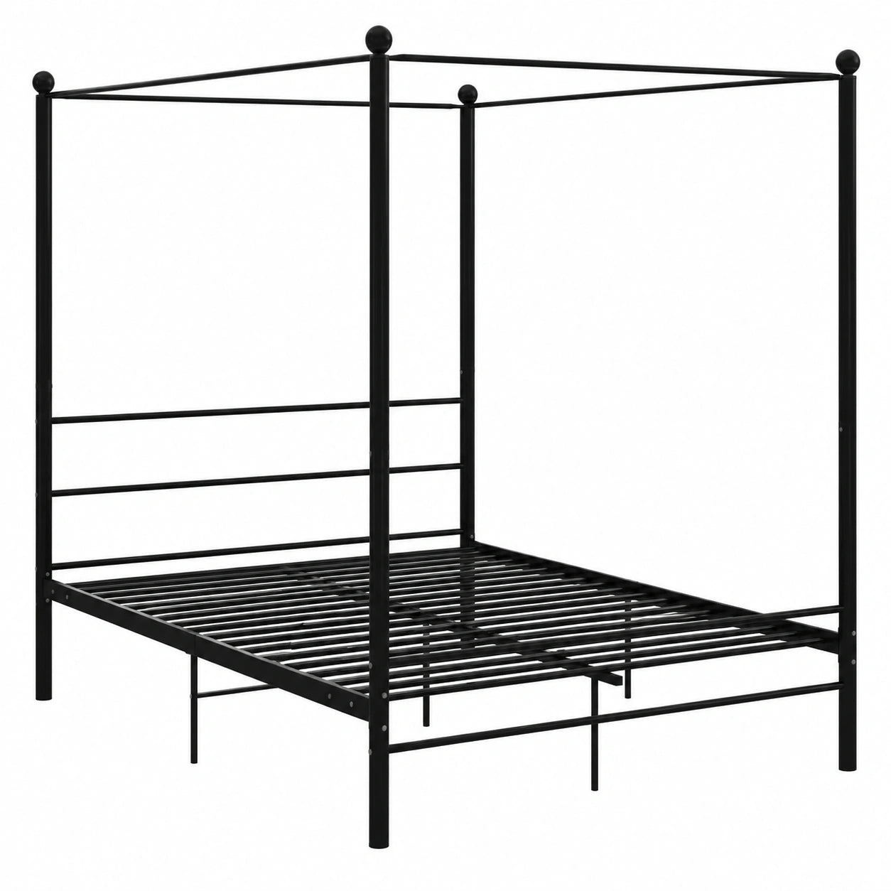 Metall Himmelbett 160x200cm Schwarz mit Lattenrost für Schlafzimmer