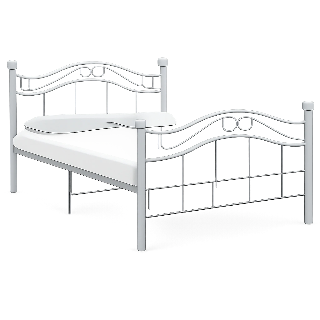 Metallbett mit Lattenrost, Doppelbett für Schlafzimmer, Grau 120 x 200 cm