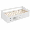 Multifunktionales Holzbett Nalu 90x200 cm mit Schubladen & Lattenrost – Weißes Kinder- und Jugendbett