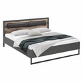 Moderner Schlafzimmer-Sets, Schwebetürenschrank & Polsterbett 180x200 cm, Nachttische & Kommode, Eiche-Dekor