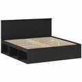 Modernes Kiefernholzbett 200x200 cm Schwarz, Doppelbett mit Lattenrost, Stabil bis 200 kg