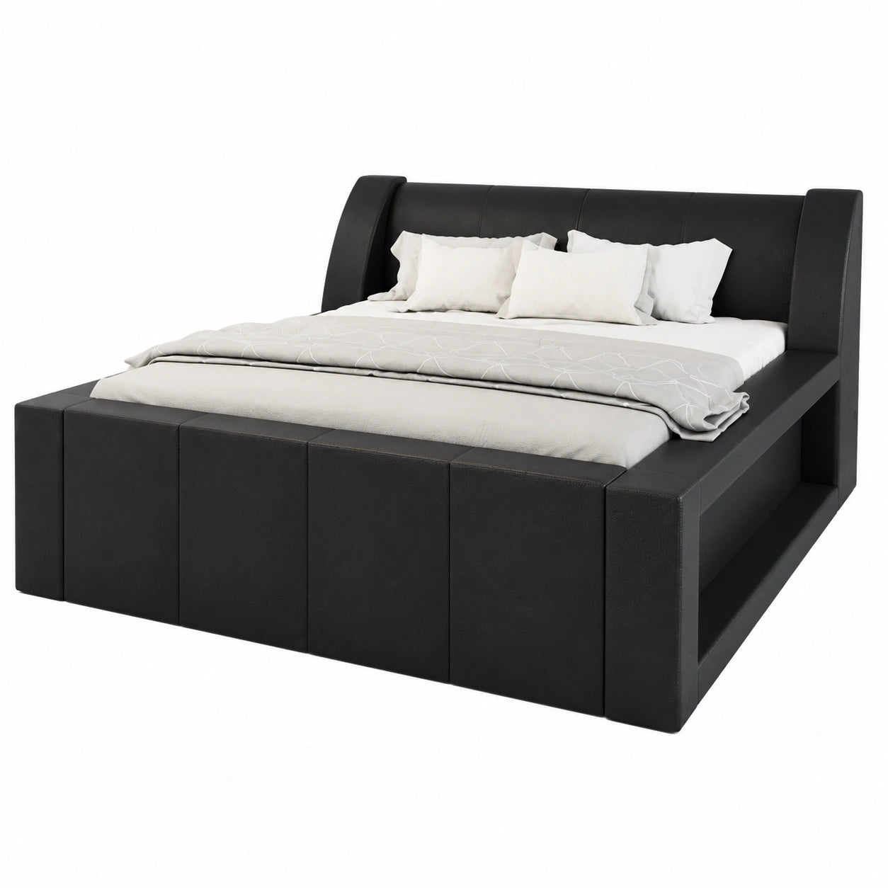 Fermo Wasserbett mit LED-Beleuchtung und Heizmatratze, versch. Größen, Schwarz