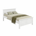 Bellamio Medje Holzbett 120x200 cm – Weißes Kiefernholzbett mit Lattenrost – Landhausstil Doppelbett mit Kopfteil – Massiv und bis 180 kg belastbar