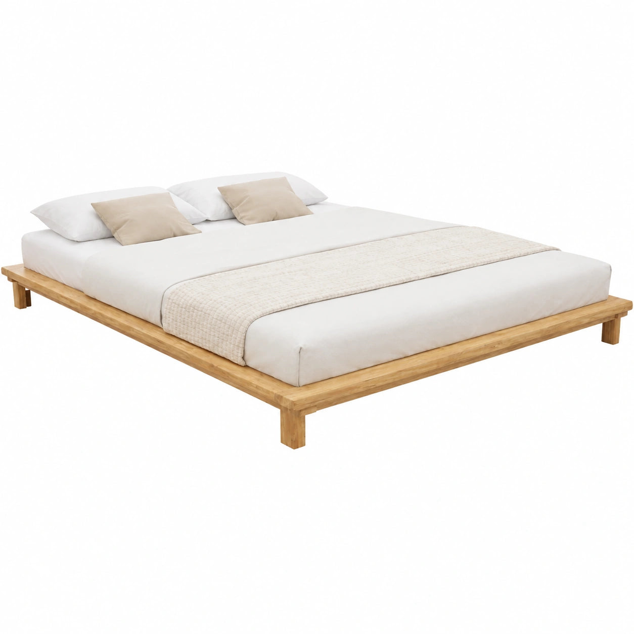 Massivholzbett 180x200 cm aus Eiche – Natur geölt & lackiert – Doppelbett mit Stauraum