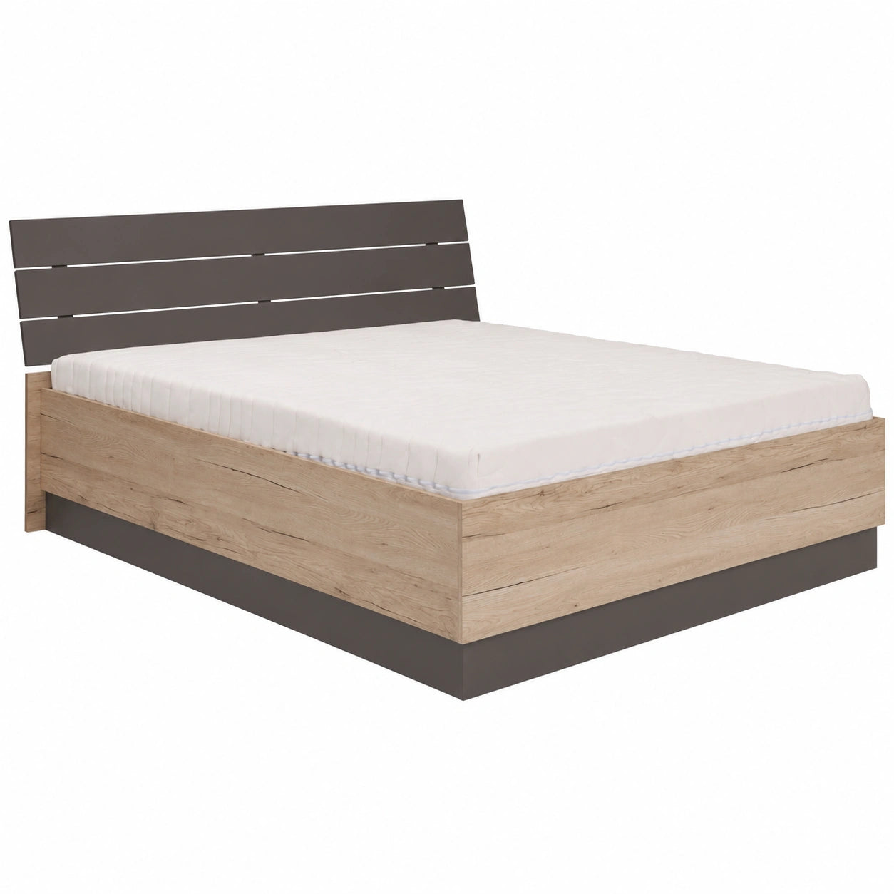 Modernes Doppelbett 160x200 cm aus Sanremo Eiche und Aschgrau mit Lattenrost