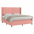 Luxus Boxspringbett 180x200 cm in Rosa Samt mit Verstellbarem Kopfteil und Taschenfederkern