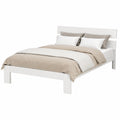 Bellamio Kavir Massivholzbett 140x200 cm – Weiß lackiertes Kiefernholz – Mit Lattenrost und Kopfteil – Robuster Rahmen bis 180 kg – Ideal als Doppelbett