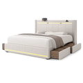 Modernes Polsterbett 180x200 cm mit LED-Beleuchtung, USB-Anschluss und Stauraum