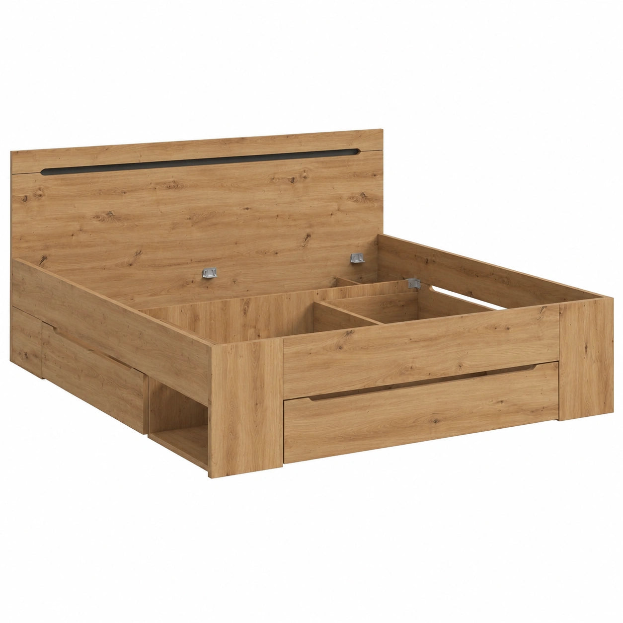 Moderne Doppelbett Canu 180x200 cm in Artisan Eiche und Anthrazit mit Stauraum