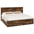Modernes Doppelbett 200x200 cm aus Räuchereiche mit Stauraum und Kopfteil