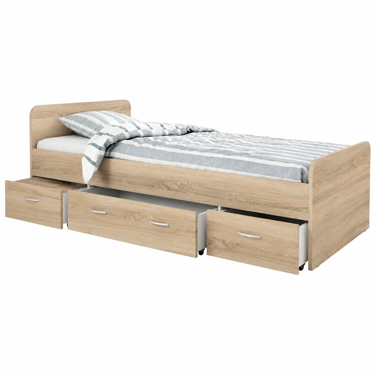 Einzelbett mit Schubladen 90x200 cm Eiche Sonoma für Jugendzimmer