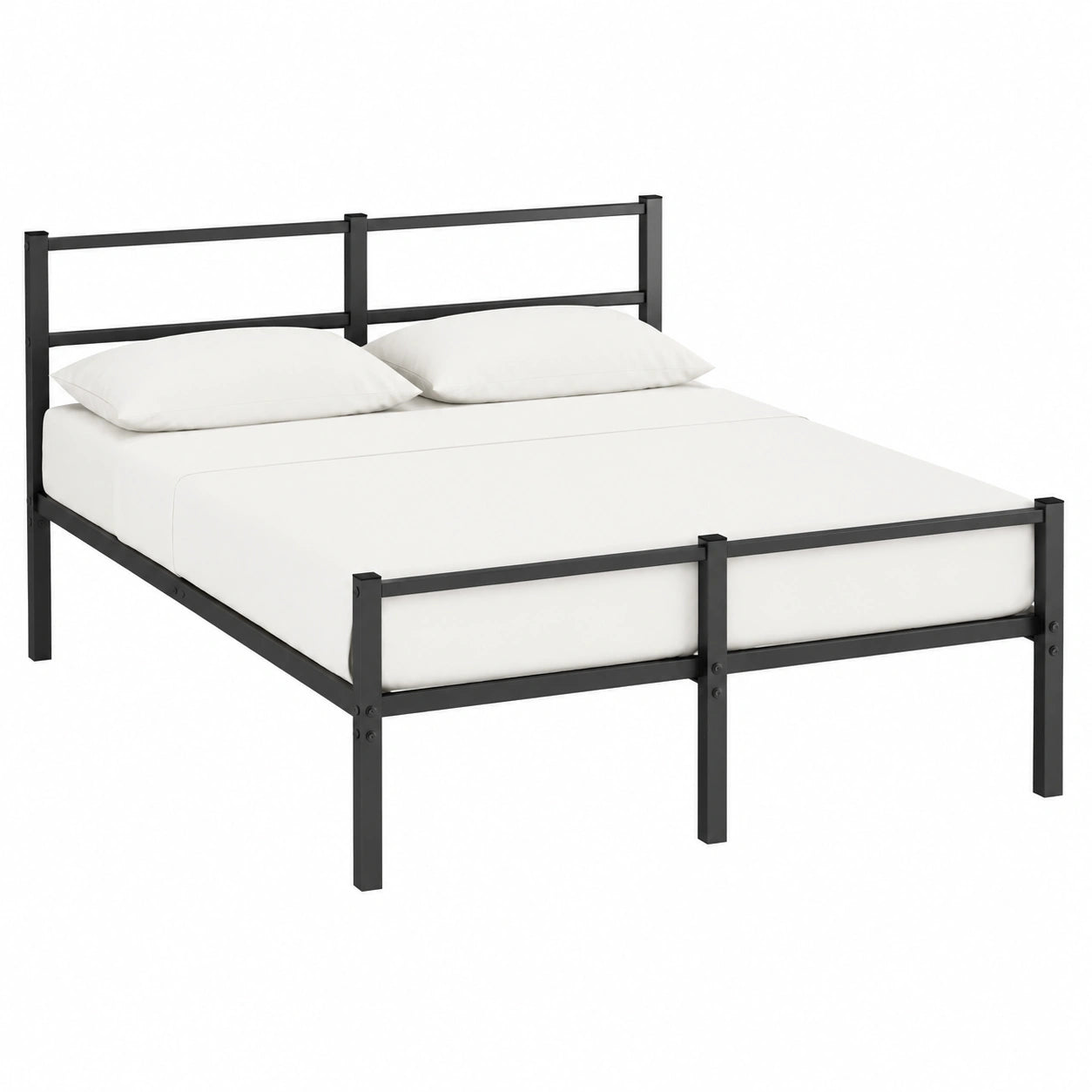 Metallbett 120x200 cm mit Lattenrost, Doppel- oder Gästebett, Schwarz