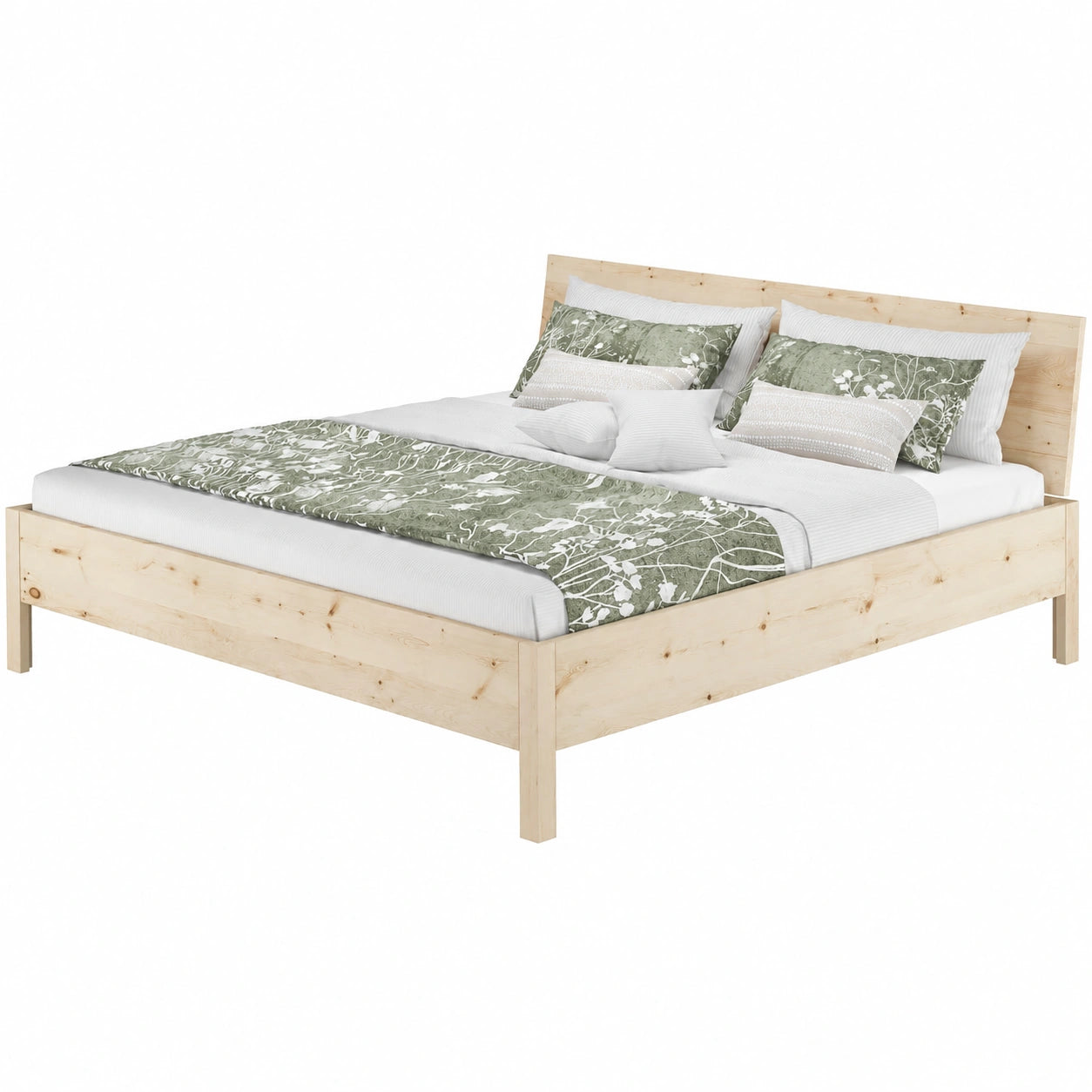 Erst-Holz® Zirbenholzbett 200x200 cm Metallfrei mit Optionen