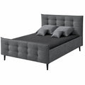 Stella Trading Polsterbett 180x200, Anthrazit – Doppelbett mit Steppung und Holzfüßen