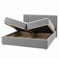 Designer-Polsterbett Paris 180x200 cm Velours, mit Stauraum, ohne Matratze und Lattenrost, Doppelbett in Grau