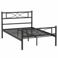 Metallbett 90x200 cm mit Kopfteil und Lattenrost, Viel Stauraum, Schwarz