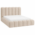 MOTIVENA Polsterbett 180x200 Beige Samt mit Stauraum und Kopfteil, inkl. Lattenrost und Matratze H3/H4