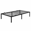 Industrie-Stil Metallbett 160x200 cm mit Regalfächern, Doppelbett, schwarzes Bettgestell, einfache Montage