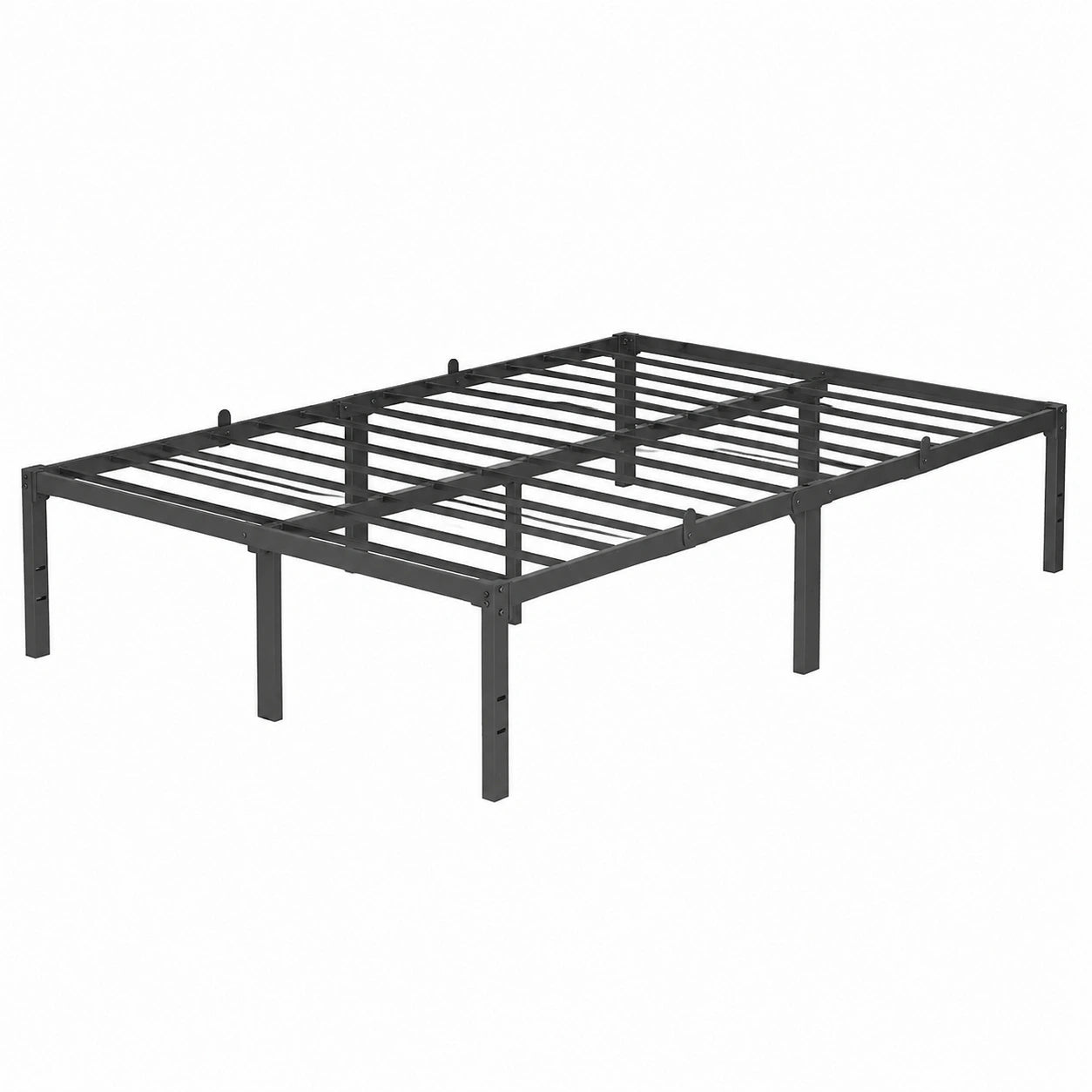VASAGLE Doppelbett 140 x 200 cm mit Regal, Metallrahmen, klassisch Schwarz
