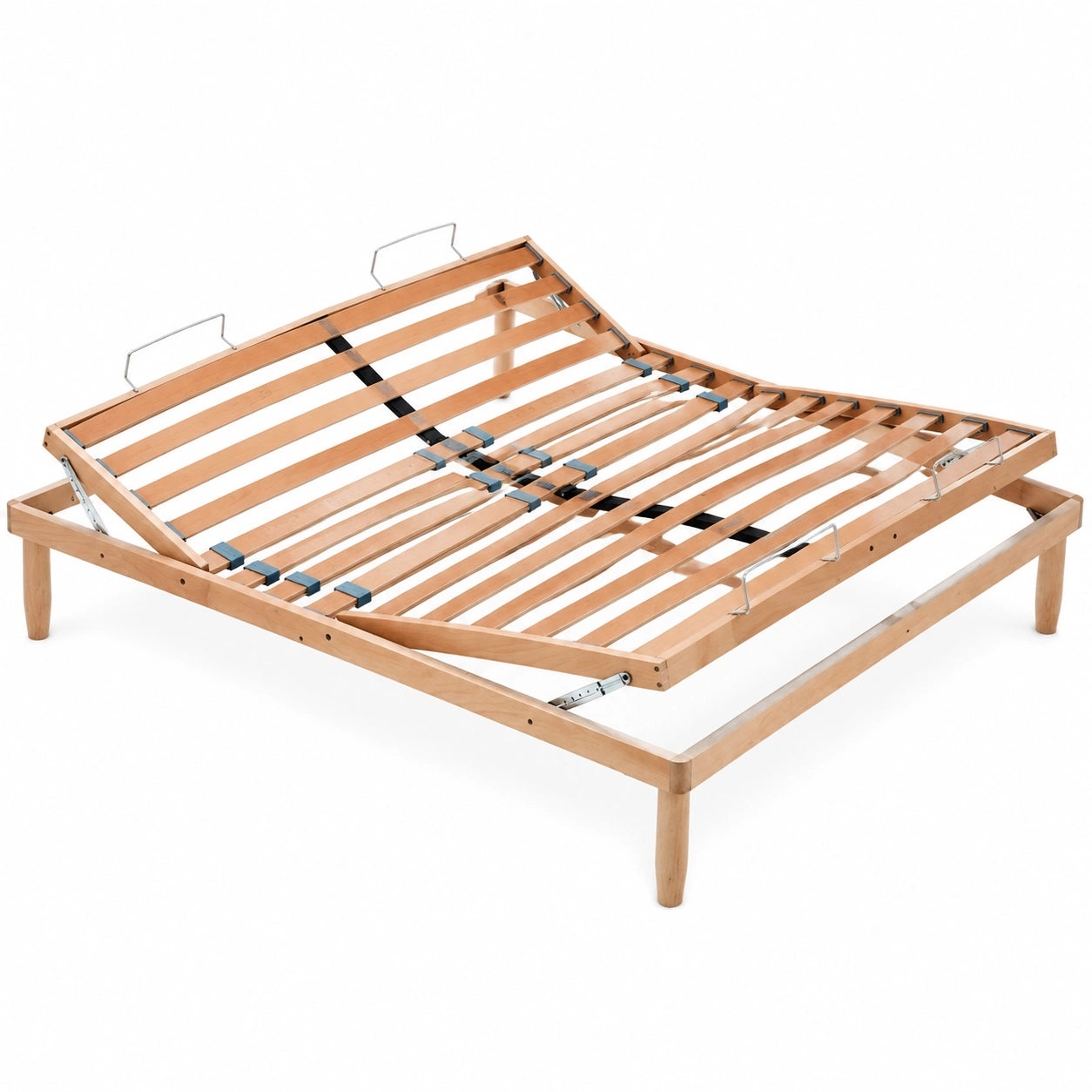 Lattenrost 140x195 cm aus Buchenholz, verstellbar mit Matratzenhalter und 5 abnehmbaren Beinen